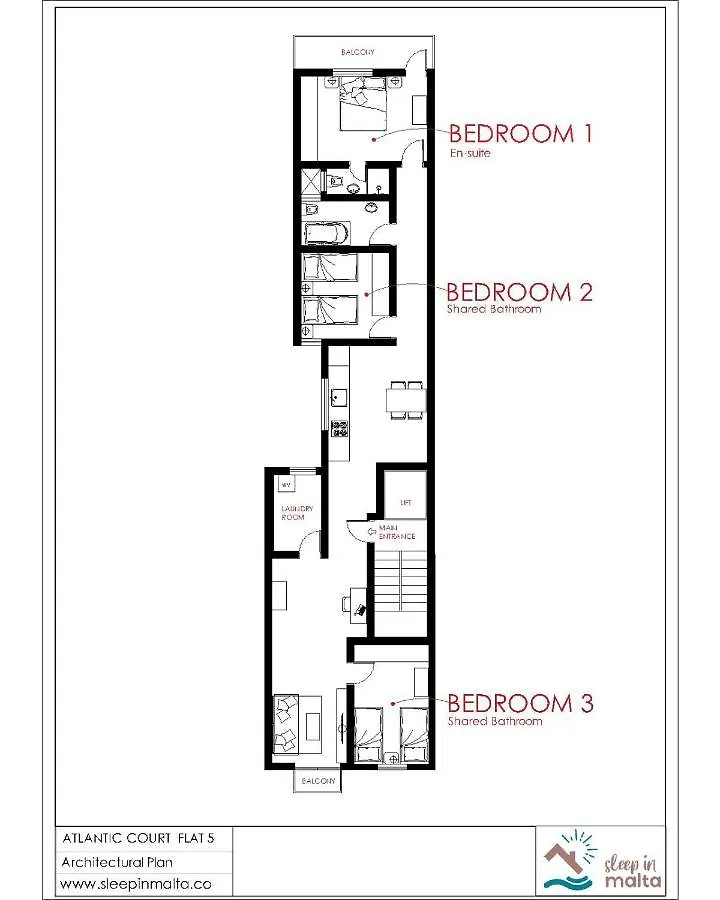 F5 Room 2, Private Room Two Single Beds Shared Bathroom In Shared Flat Msida Malta